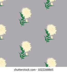 Template - Chrysanthemum light yellow - set gray background - vector art illustration