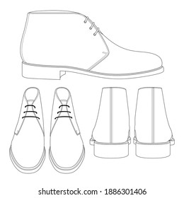 Template chukka boots vector illustration flat design outline clothing
