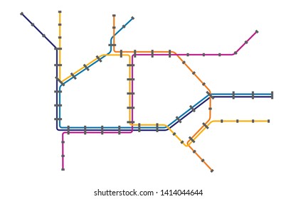 Template of city metro subway transportation scheme for underground road