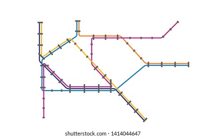 Template of city metro subway transportation scheme for underground road