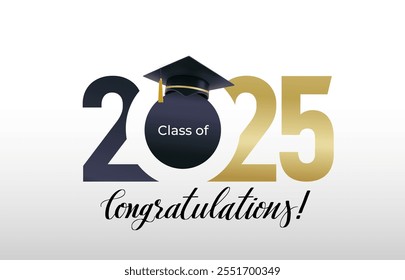 Template Class of 2025 typography design. Vector text for design, congratulation t-shirt, banner, event, party, high school or college graduate. Design class of 2025 typography poster.