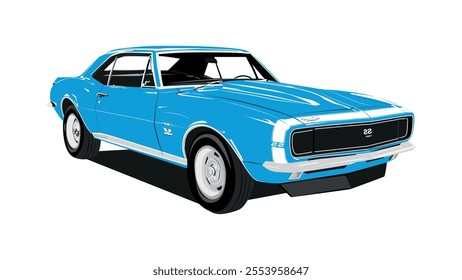 Template of a classic retro custom muscle car isolated on white background, vector illustration of an American muscle car. classic car vector. 