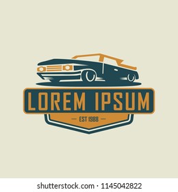 A template of classic or vintage or retro car logo design. vintage style
