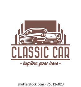 A template of classic or vintage or retro car logo design. vintage style