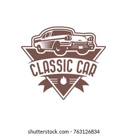 A template of classic or vintage or retro car logo design. vintage style