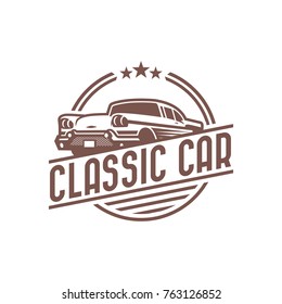 A template of classic or vintage or retro car logo design. vintage style