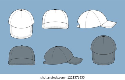 Template clean baseball cap for design. Mix the colors white, gray. Vector illustration.