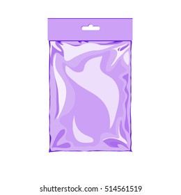 Template of clear pocket bag. Bag clear with place for text or image. Colorful Mock Up Package for Food Or Spice