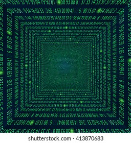 Template coding and programming theme. Green - cyan numbers rows. Vector tiled eps abstract illustration.