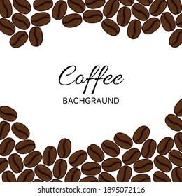 Template with coffee beans. Cartoon style. Vector illustration