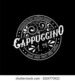 Template for coffee menu.Cappuccino.
