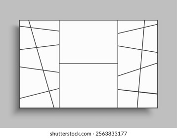 Template collage of 22 frames, photos, pictures, illustrations, images. Vector frame for picture, presentation. Simple collage with 22 parts for photo album. Modern minimalist mockup for photo