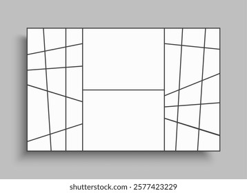 Template collage of 32 frames, photos, pictures, illustrations, images. Vector frame for picture, presentation. Simple collage with 32 parts for photo album. Modern minimalist mockup for photo