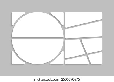 Template collage of eight frames, photos, pictures, illustrations, images. Vector frame for picture, presentation. Simple collage with 8 parts for photo album. Modern minimalist mockup for photo