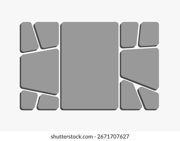 Template collage of eleven frames, photos, pictures, illustrations, images. Vector frame for picture, presentation. Simple collage with 11 parts for photo album. Modern minimalist mockup for photo