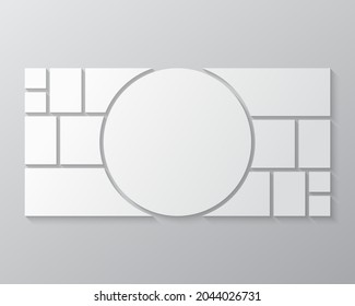 Template collage of fifteen frames, photos, pictures, illustrations, images. Vector frame for picture, presentation. Simple collage with 15 parts for photo album. Modern minimalist mockup for photo