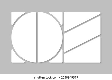Template collage of five frames, photos, pictures, illustrations, images. Vector frame for picture, presentation. Simple collage with 5 parts for photo album. Modern minimalist mockup for photo