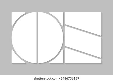 Template collage of five frames, photos, pictures, illustrations, images. Vector frame for picture, presentation. Simple collage with 5 parts for photo album. Modern minimalist mockup for photo
