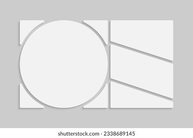 Template collage of four frames, photos, pictures, illustrations, images. Vector frame for picture, presentation. Simple collage with 4 parts for photo album. Modern minimalist mockup for photo