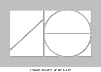Template collage of four frames, photos, pictures, illustrations, images. Vector frame for picture, presentation. Simple collage with 4 parts for photo album. Modern minimalist mockup for photo