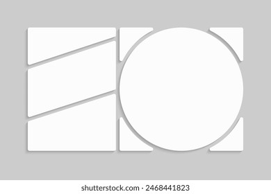 Template collage of four frames, photos, pictures, illustrations, images. Vector frame for picture, presentation. Simple collage with 4 parts for photo album. Modern minimalist mockup for photo