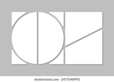 Template collage of four frames, photos, pictures, illustrations, images. Vector frame for picture, presentation. Simple collage with 4 parts for photo album. Modern minimalist mockup for photo