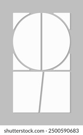 Template collage of four frames, photos, pictures, illustrations, images. Vector frame for picture, presentation. Simple collage with 4 parts for photo album. Modern minimalist mockup for photo