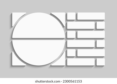 Template collage of fourteen frames, photos, pictures, illustrations, images. Vector frame for picture, presentation. Simple collage with 14 parts for photo album. Modern minimalist mockup for photo