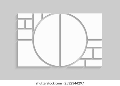 Colagem de modelo de quatorze quadros, fotos, imagens, ilustrações, imagens. Quadro vetorial para imagem, apresentação. Colagem simples com 14 partes para álbum de fotos. Moderna maquete minimalista para foto