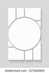 Template collage of nine frames, photos, pictures, illustrations, images. Vector frame for picture, presentation. Simple collage with 9 parts for photo album. Modern minimalist mockup for photo