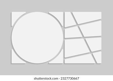 Collage de plantillas de nueve cuadros, fotos, imágenes, ilustraciones, imágenes. Marco vectorial para imagen, presentación. Sencillo collage con 9 partes para álbum de fotos. Moderna maqueta minimalista para la foto