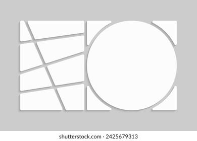 Template collage of nine frames, photos, pictures, illustrations, images. Vector frame for picture, presentation. Simple collage with 9 parts for photo album. Modern minimalist mockup for photo