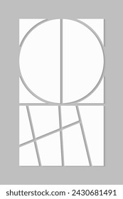Template collage of nine frames, photos, pictures, illustrations, images. Vector frame for picture, presentation. Simple collage with 9 parts for photo album. Modern minimalist mockup for photo