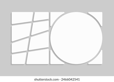 Template collage of nine frames, photos, pictures, illustrations, images. Vector frame for picture, presentation. Simple collage with 9 parts for photo album. Modern minimalist mockup for photo