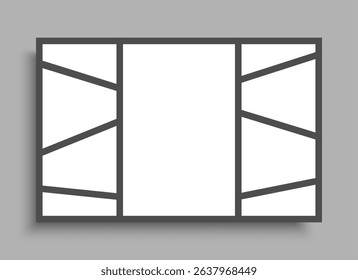 Template collage of nine frames, photos, pictures, illustrations, images. Vector frame for picture, presentation. Simple collage with 9 parts for photo album. Modern minimalist mockup for photo