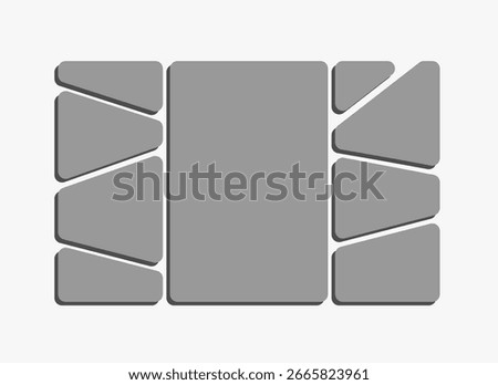 Template collage of nine frames, photos, pictures, illustrations, images. Vector frame for picture, presentation. Simple collage with 9 parts for photo album. Modern minimalist mockup for photo