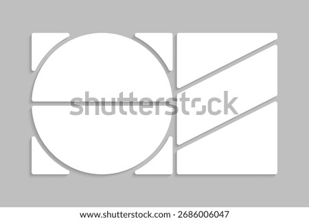 Template collage of nine frames, photos, pictures, illustrations, images. Vector frame for picture, presentation. Simple collage with 9 parts for photo album. Modern minimalist mockup for photo