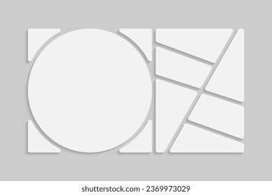 Collage de plantillas de siete marcos, fotos, imágenes, ilustraciones, imágenes. Marco vectorial para imagen, presentación. Sencillo collage con 7 partes para álbum de fotos. Moderna maqueta minimalista para la foto