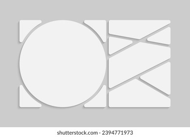 Vorlagensammlung von sieben Rahmen, Fotos, Bildern, Illustrationen, Bildern. Vektorrahmen für Bild, Präsentation. Einfache Collage mit 7 Teilen für Fotoalbum. Modernes minimalistisches Motiv für Foto