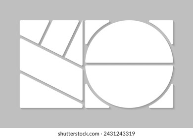 Template collage of seven frames, photos, pictures, illustrations, images. Vector frame for picture, presentation. Simple collage with 7 parts for photo album. Modern minimalist mockup for photo