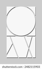 Template collage of seven frames, photos, pictures, illustrations, images. Vector frame for picture, presentation. Simple collage with 7 parts for photo album. Modern minimalist mockup for photo