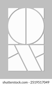 Template collage of seven frames, photos, pictures, illustrations, images. Vector frame for picture, presentation. Simple collage with 7 parts for photo album. Modern minimalist mockup for photo