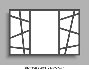 Template collage of seventeen frames, photos, pictures, illustrations, images. Vector frame for picture, presentation. Simple collage with 17 parts for photo album. Modern minimalist mockup for photo