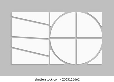 Template collage of six frames, photos, pictures, illustrations, images. Vector frame for picture, presentation. Simple collage with 6 parts for photo album. Modern minimalist mockup for photo