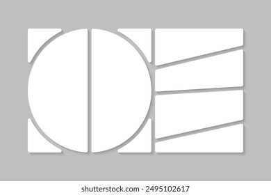 Template collage of six frames, photos, pictures, illustrations, images. Vector frame for picture, presentation. Simple collage with 6 parts for photo album. Modern minimalist mockup for photo