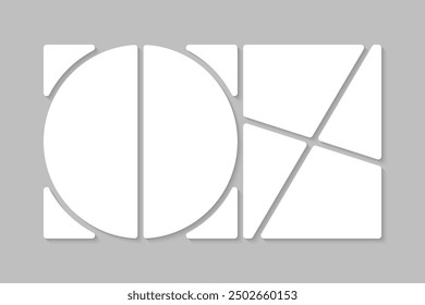 Template collage of six frames, photos, pictures, illustrations, images. Vector frame for picture, presentation. Simple collage with 6 parts for photo album. Modern minimalist mockup for photo