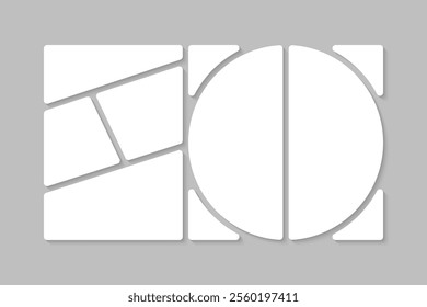 Template collage of six frames, photos, pictures, illustrations, images. Vector frame for picture, presentation. Simple collage with 6 parts for photo album. Modern minimalist mockup for photo