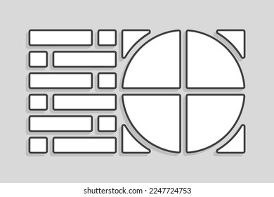 Template collage of sixteen frames, photos, pictures, illustrations, images. Vector frame for picture, presentation. Simple collage with 16 parts for photo album. Modern minimalist mockup for photo