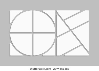 Template collage of ten frames, photos, pictures, illustrations, images. Vector frame for picture, presentation. Simple collage with 10 parts for photo album. Modern minimalist mockup for photo