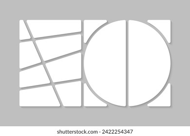 Vorlagensammlung von zehn Bildern, Fotos, Bildern, Illustrationen und Bildern. Vektorrahmen für Bild, Präsentation. Einfache Collage mit 10 Teilen für Fotoalbum. Modernes minimalistisches Motiv für Foto